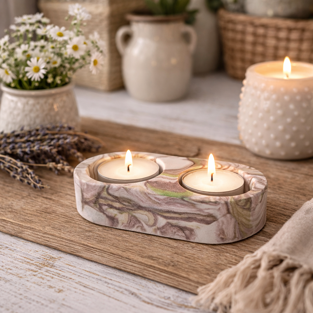 Eco Resin Double T-Light Holder