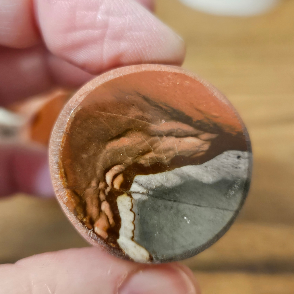 Polychrome Jasper dragon egg with unique natural terracotta, grey and brown patterning.