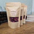 Georgie's Apothecary dried rose petals in 20g resealable kraft pouches