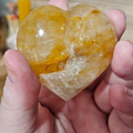 50mm Golden Healer Quartz heart with bright honey-yellow inclusions and translucent quartz.