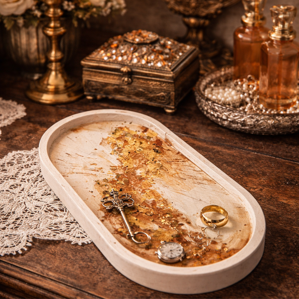 Golden Geode Eco-Resin Trinket Tray