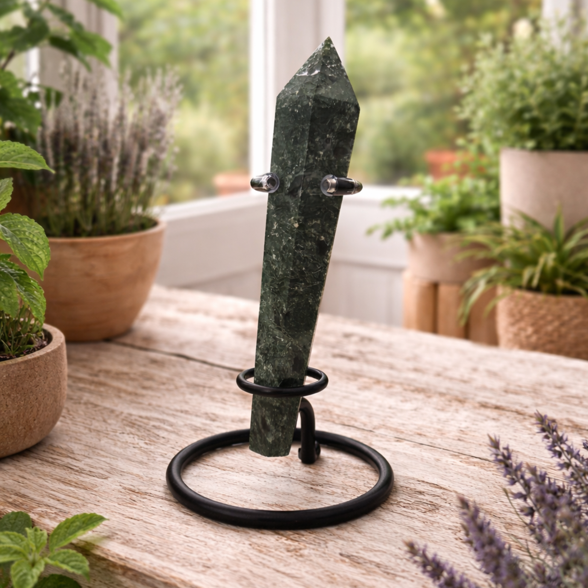 Moss Agate Wand