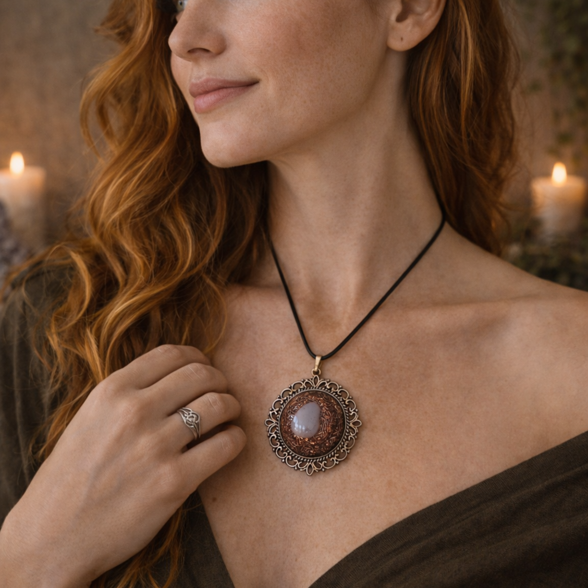 Handmade Copper & Amazonite Orgonite Pendant