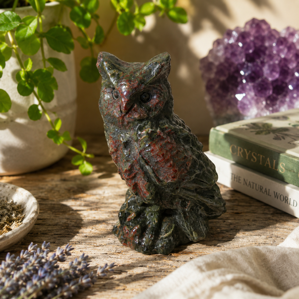 Bloodstone Owl Carving
