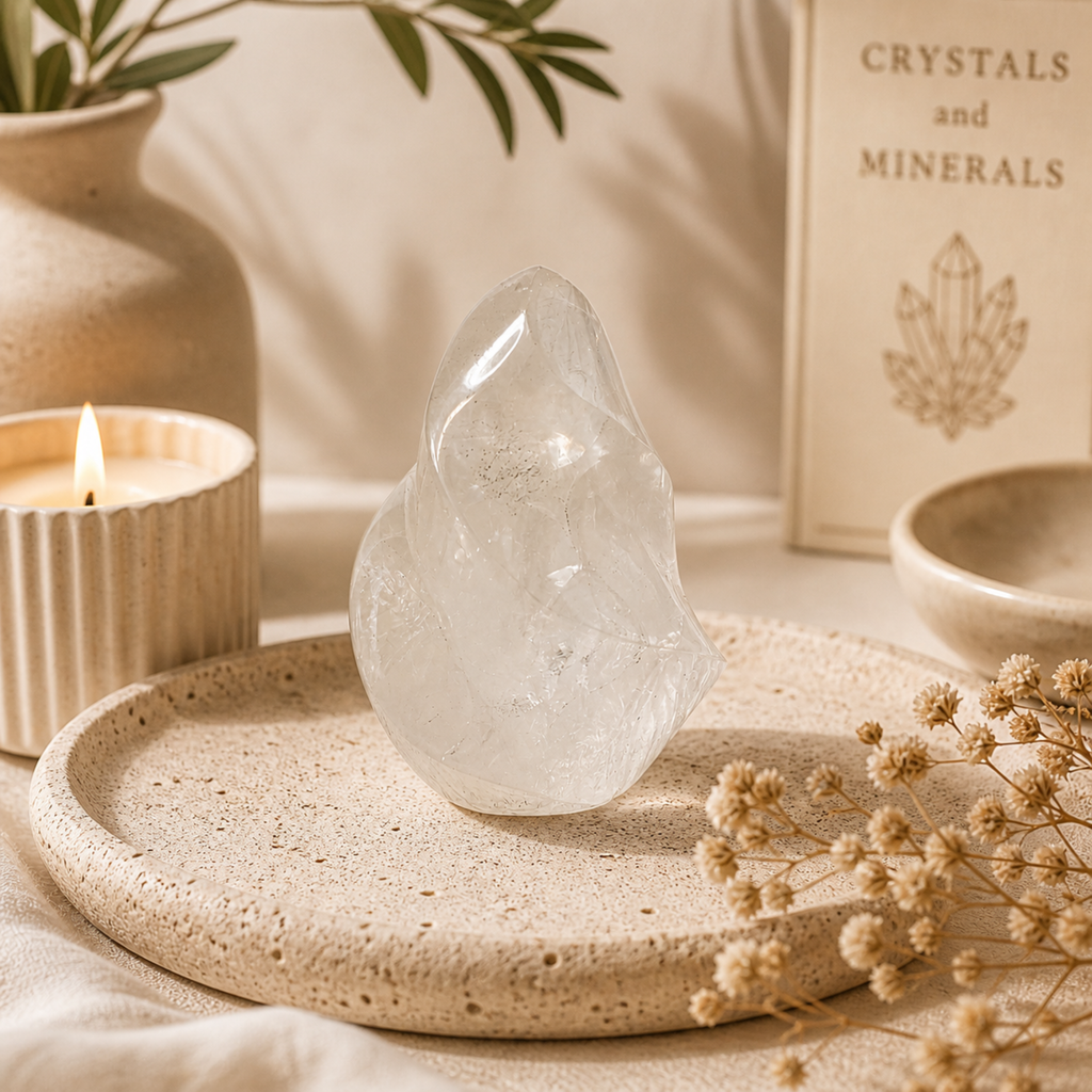 Clear Quartz Flame Carving