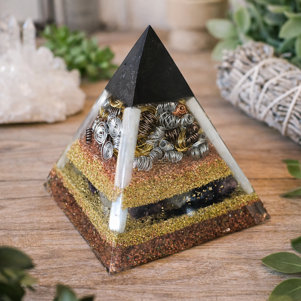 Selenite & Shungite Protection Orgonite Pyramid