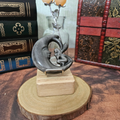 Silver Obsidian Fairy Moon Carving
