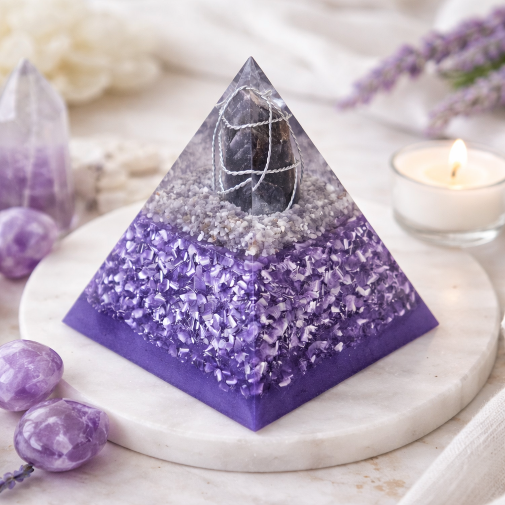 Amethyst Healing Orgonite Pyramid
