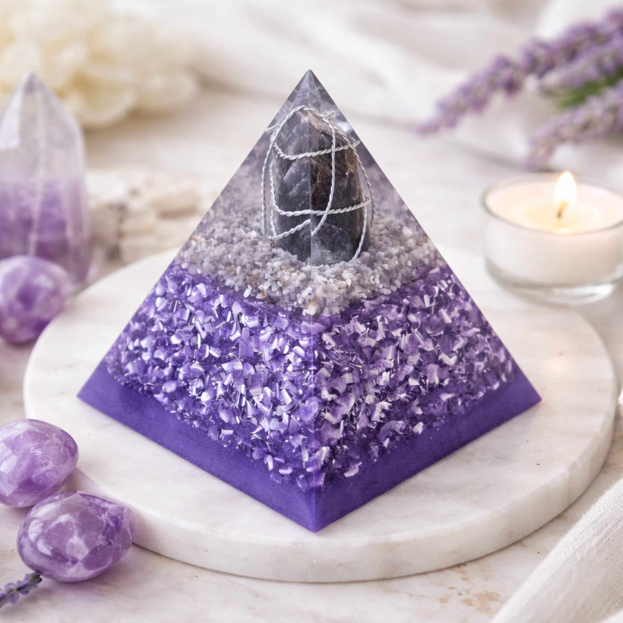 Amethyst Healing Orgonite Pyramid