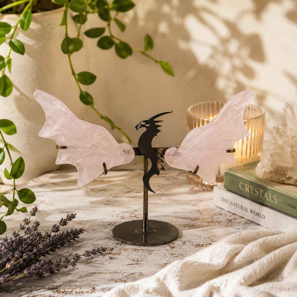Rose Quartz Dragon Wings