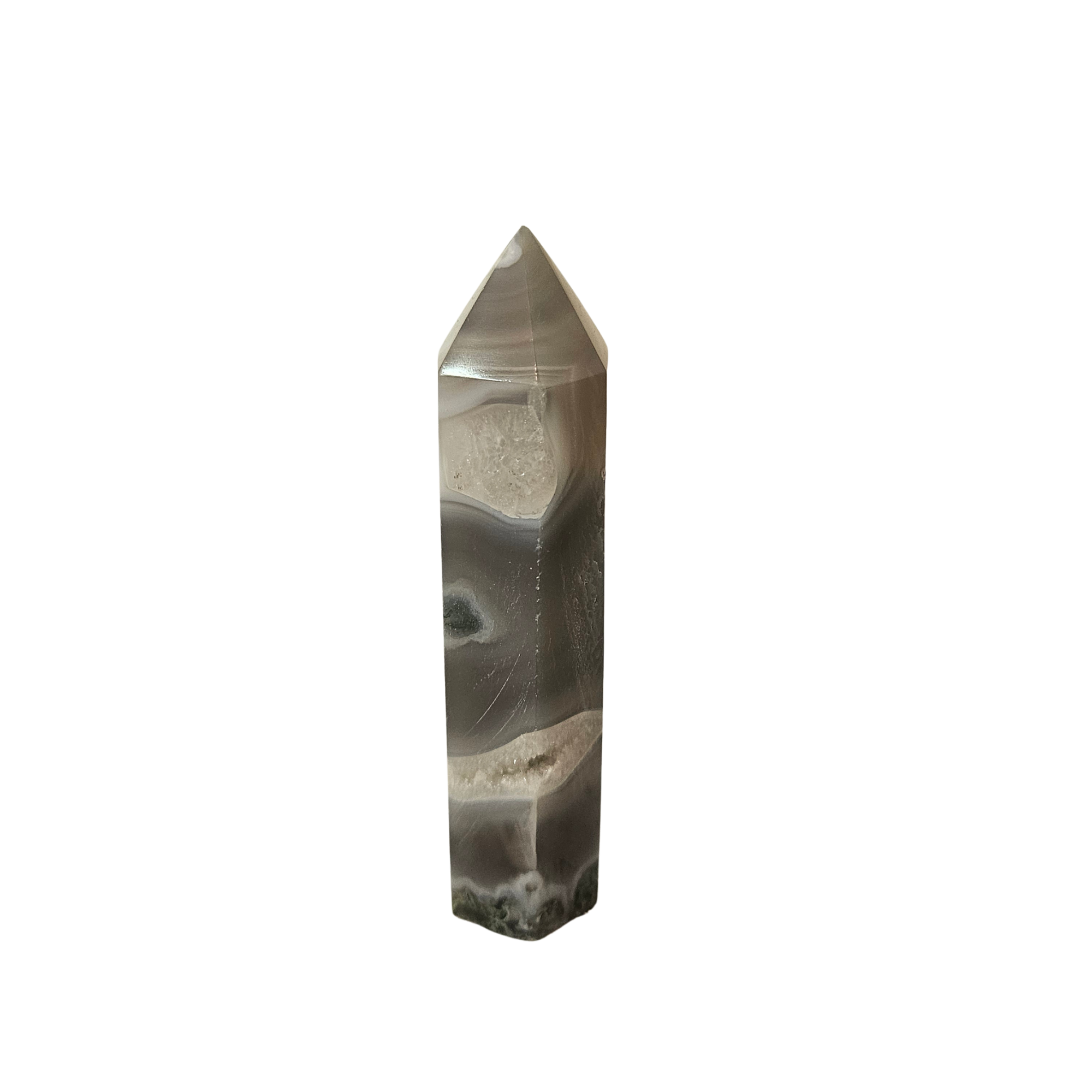 Moss Agate Crystal Tower