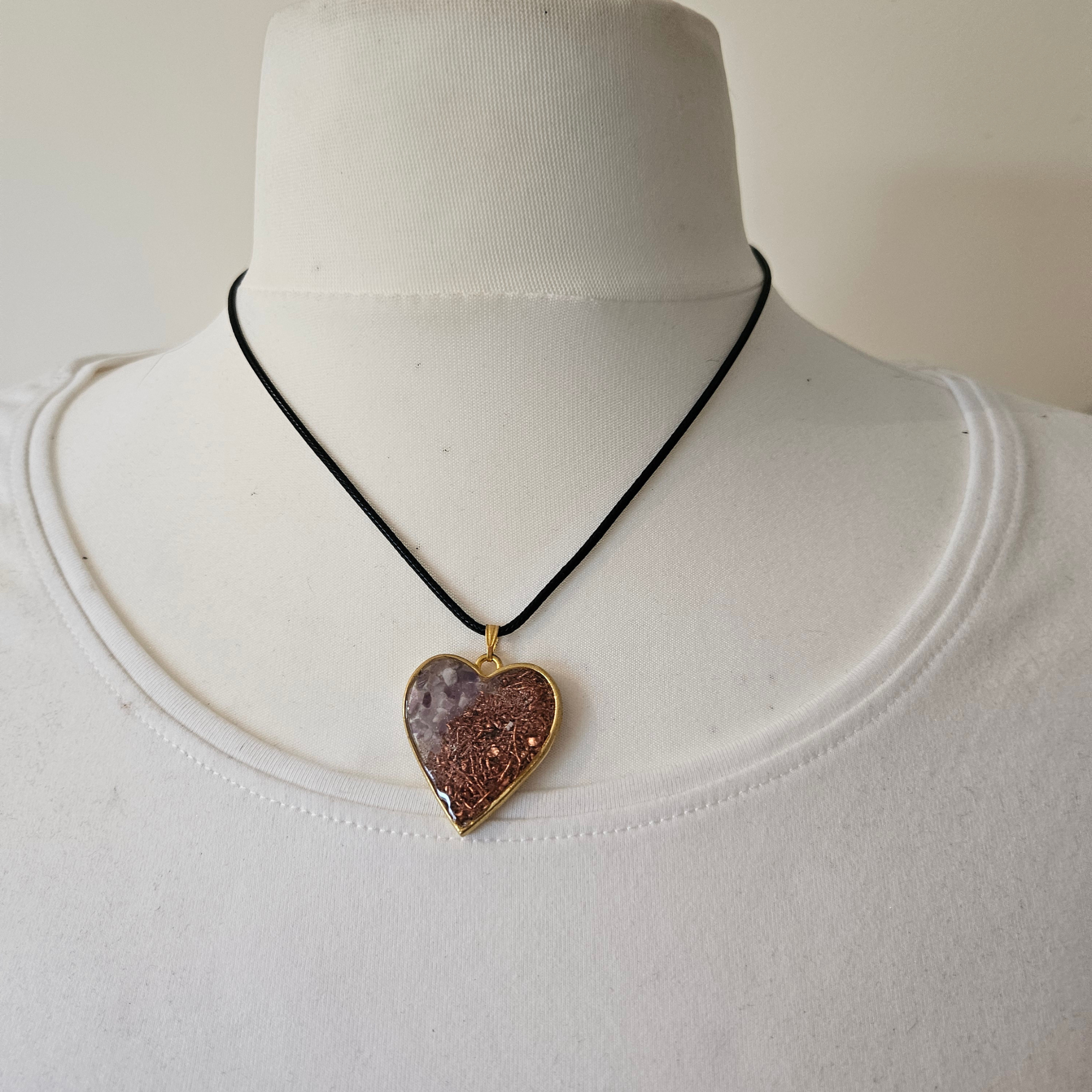Heart Orgonite Pendant – Copper & Crystal Energy Necklace