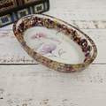 Purple floral resin keepsake bowl with clear pressed flower surround