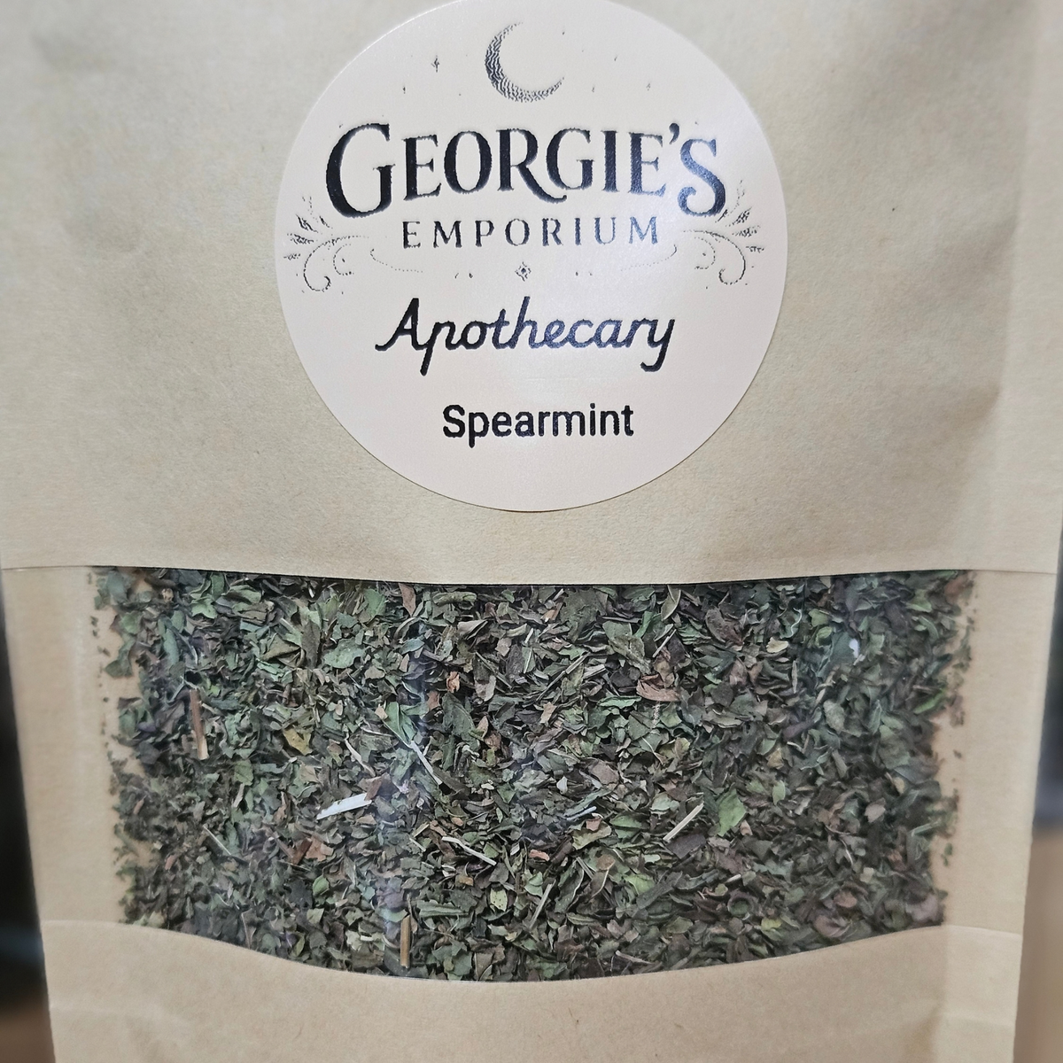 30g kraft pouch of dried spearmint from Georgie's Apothecary