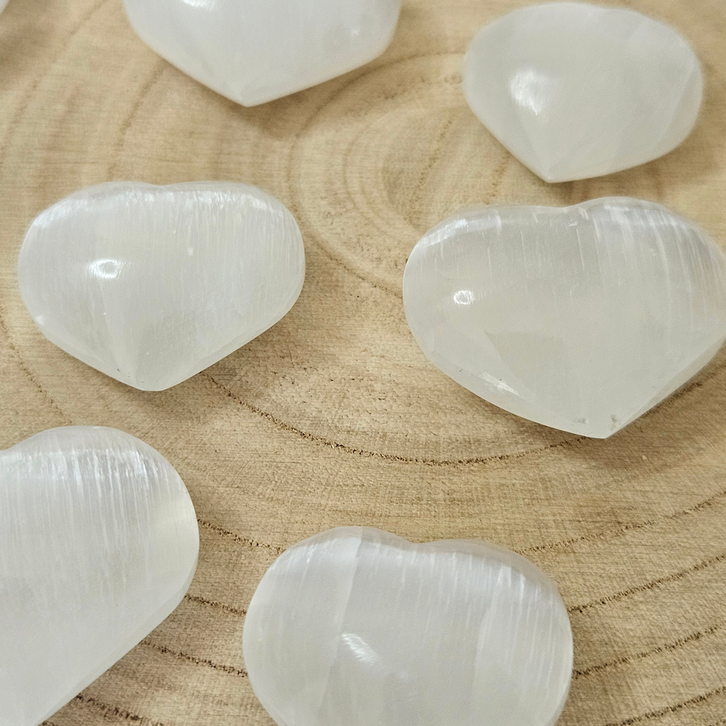 Selenite Heart Crystal Carving