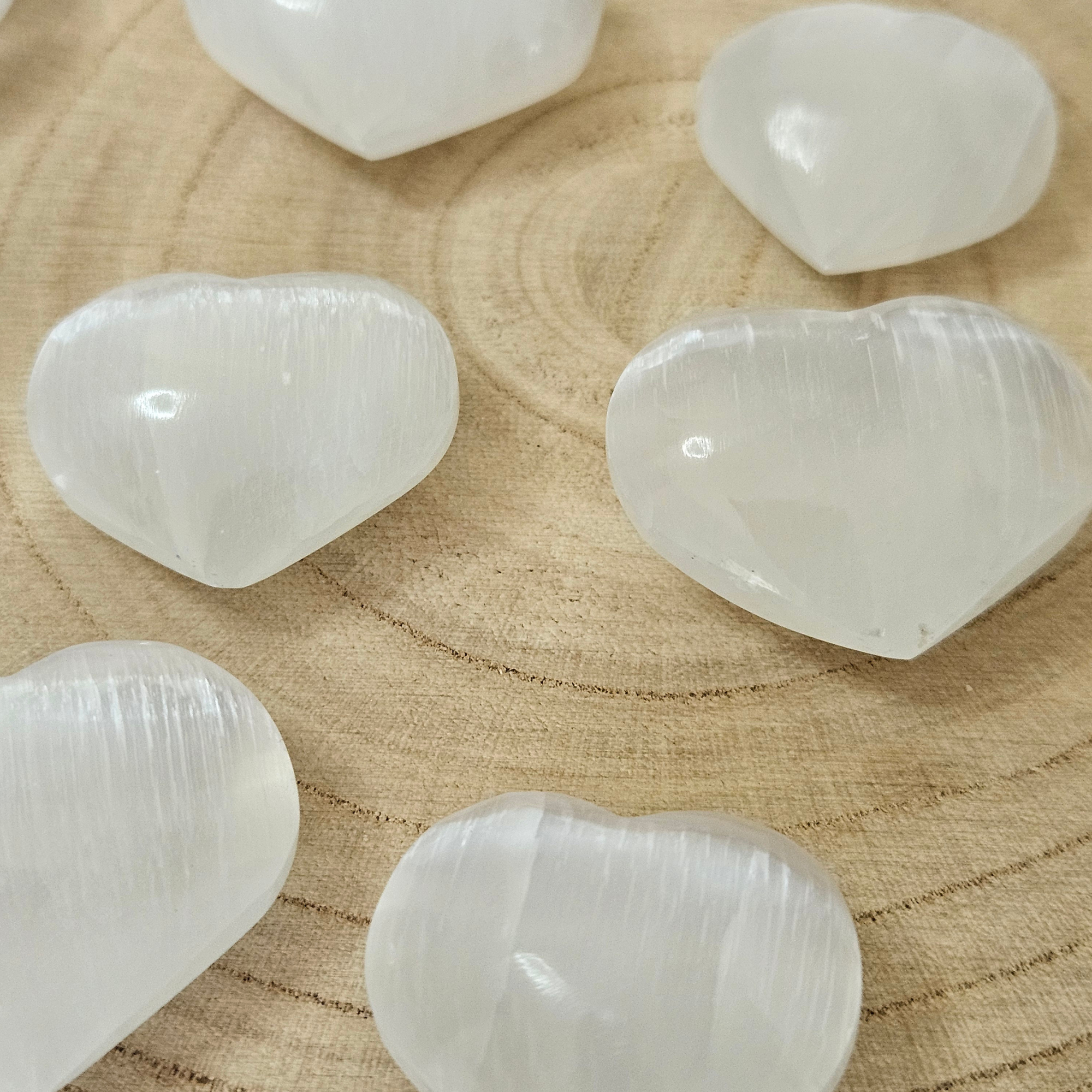 Selenite Heart Crystal Carving