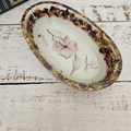 Handmade botanical resin trinket bowl with real dried flowers and delicate pink floral design
