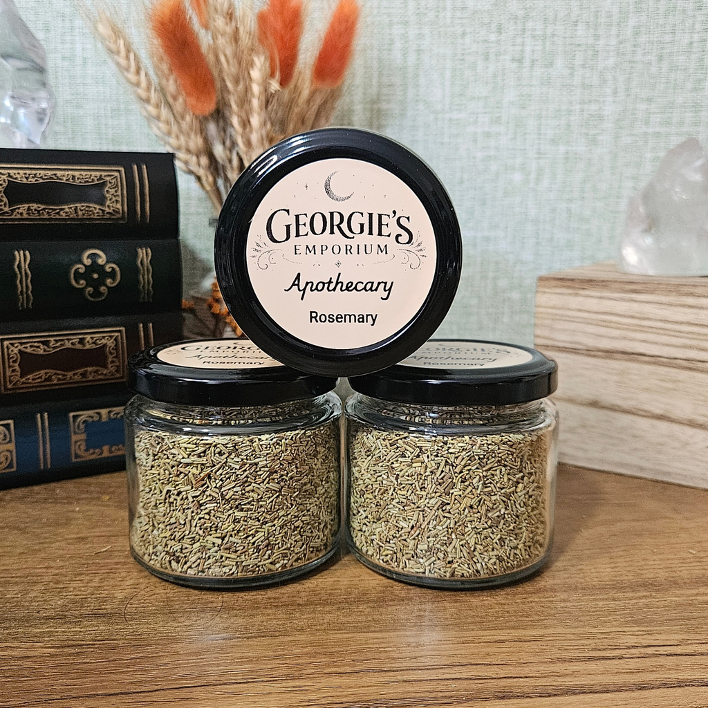 40g glass jars of dried rosemary from Georgie's Apothecary
