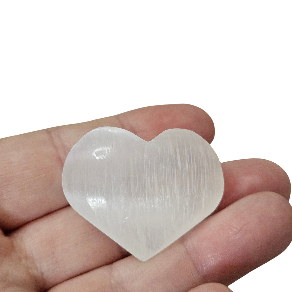 Selenite Heart Crystal Carving