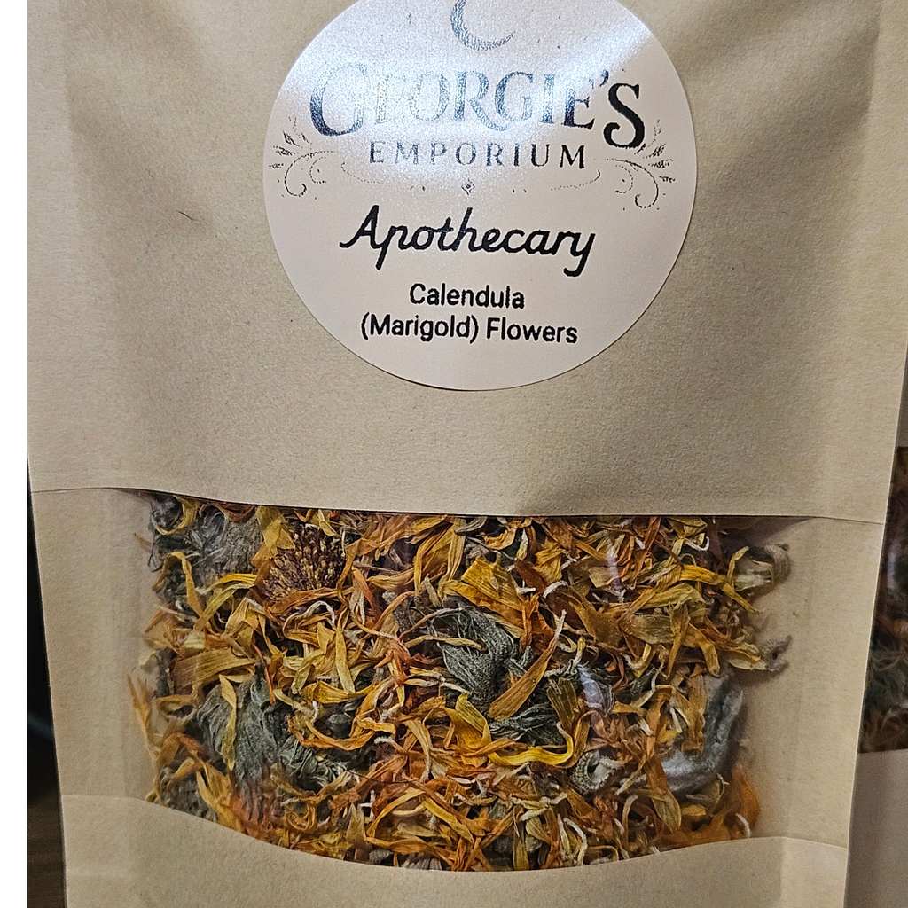 40g dried Calendula Marigold flowers in Georgie's Emporium Apothecary kraft pouch