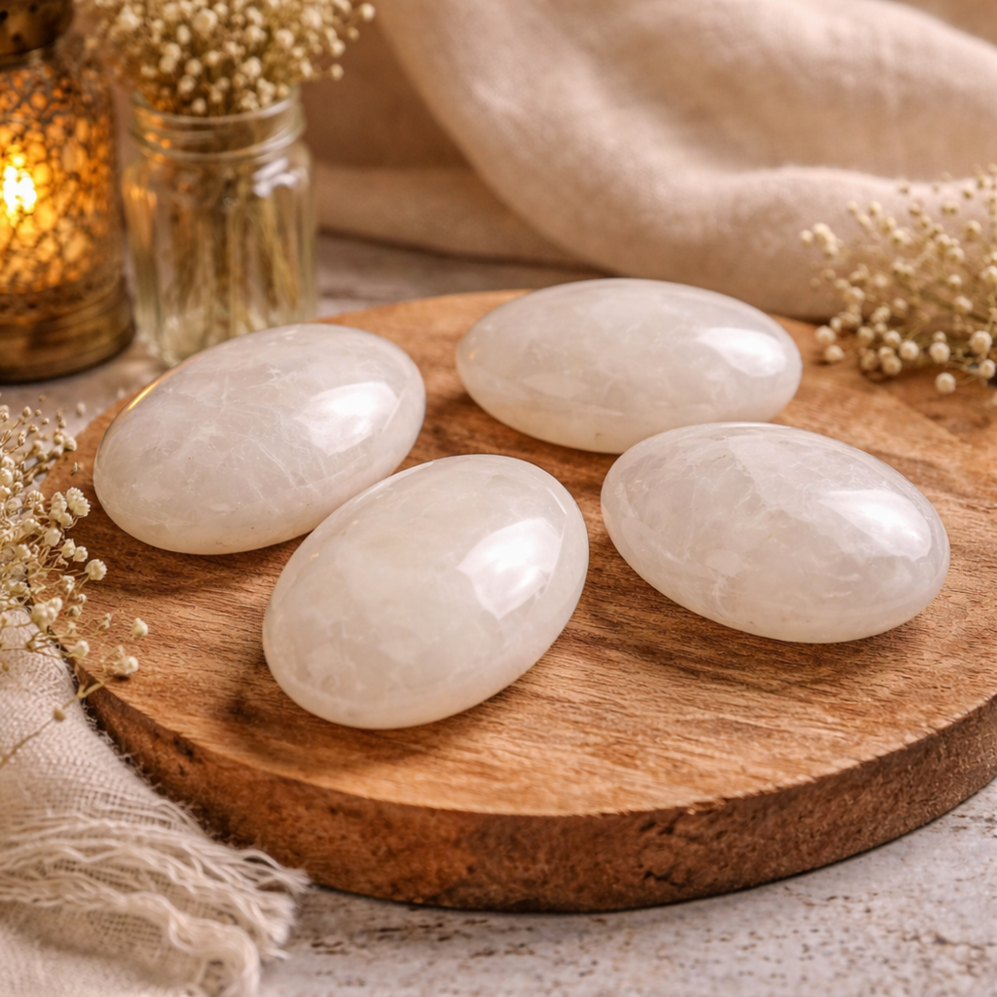 Milky Quartz Palm Stones Intuitively Chosen