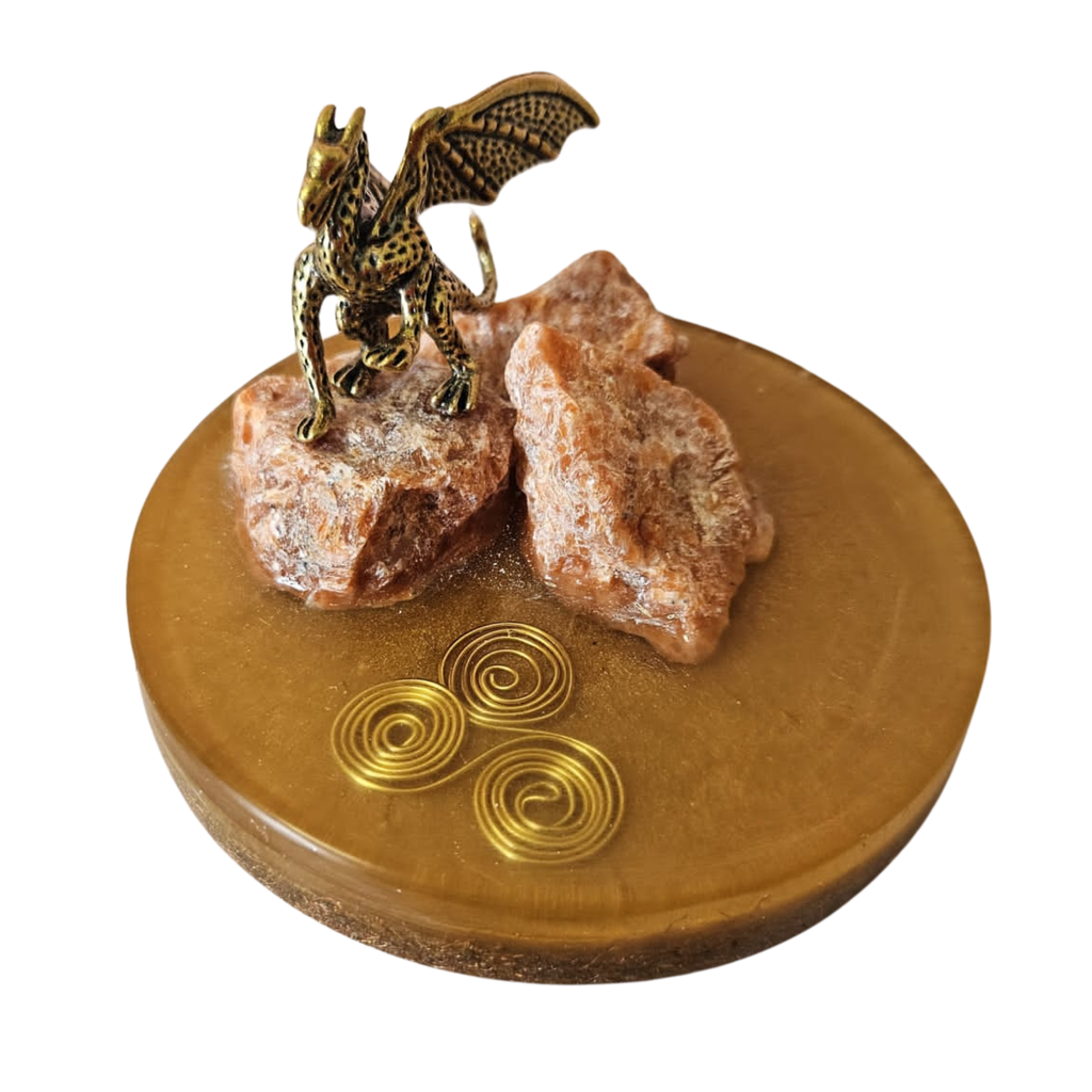 Dragon Sunstone Mini Orgonite Charging Plate