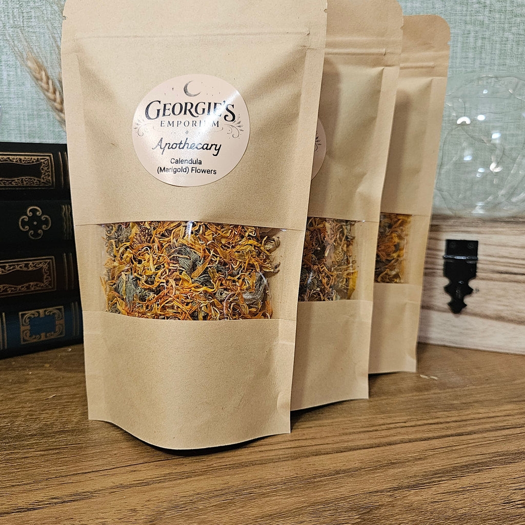 Dried Calendula flower apothecary pouches from Georgie's Emporium