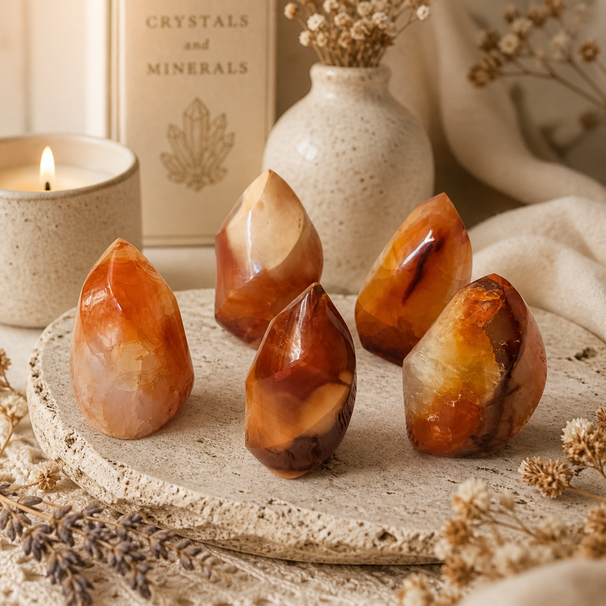 Carnelian Flame Carvings - Small