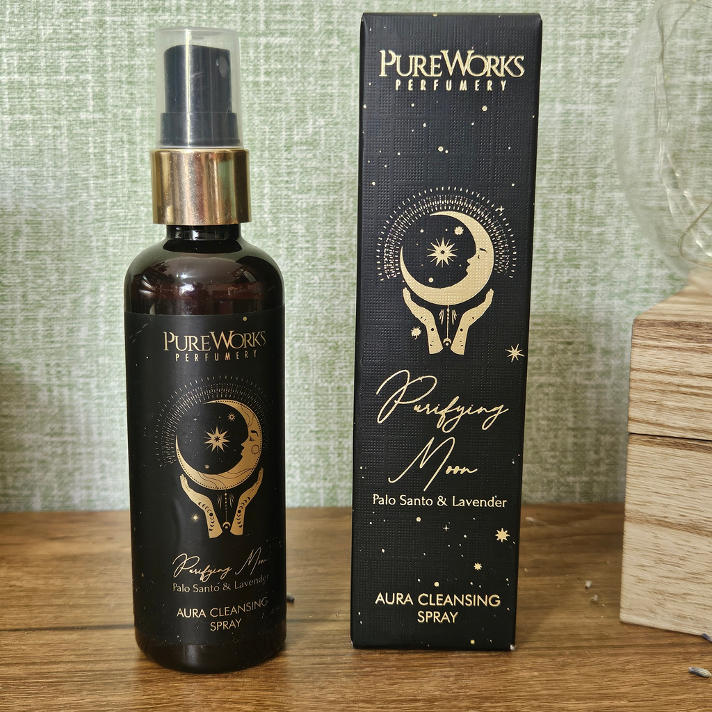 Purifying Moon Aura Cleansing Spray bottle for spiritual and mindful cleansing rituals