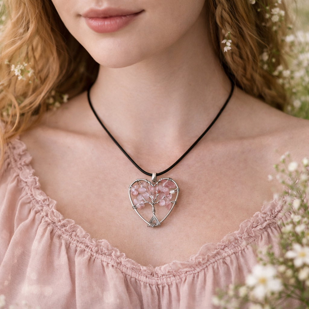 Crystal Tree of Life Heart Pendant