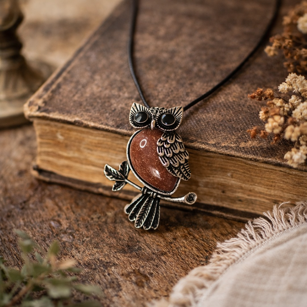 Owl Crystal Pendant Necklace