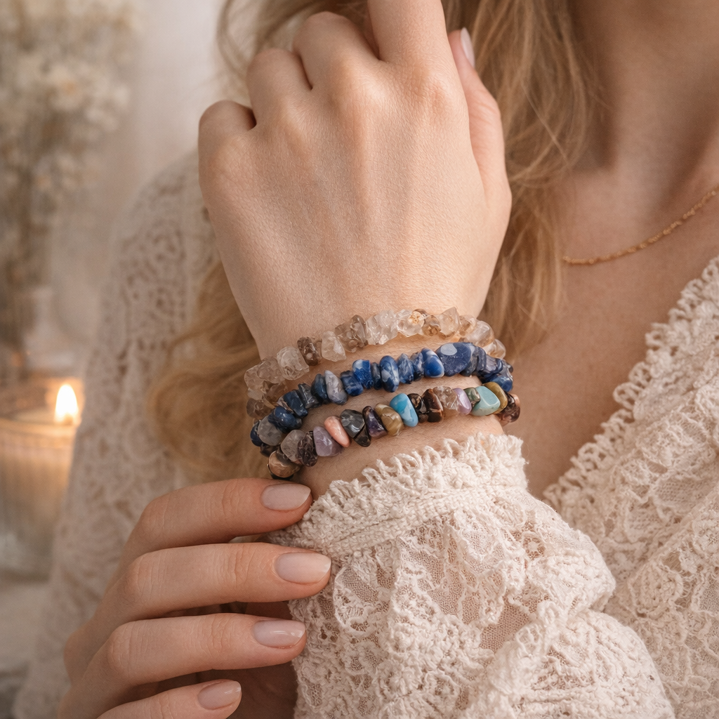 Natural Crystal Chip Bracelet